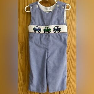 Krewe Boys 12M Blue Gingham Smocked Jon Jon